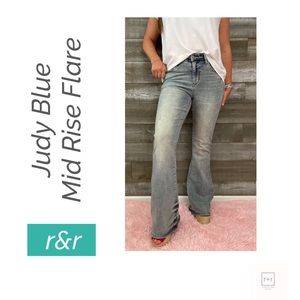 HOT! judy blue mid rise tinted pin tack detail flare JB88655REG MD